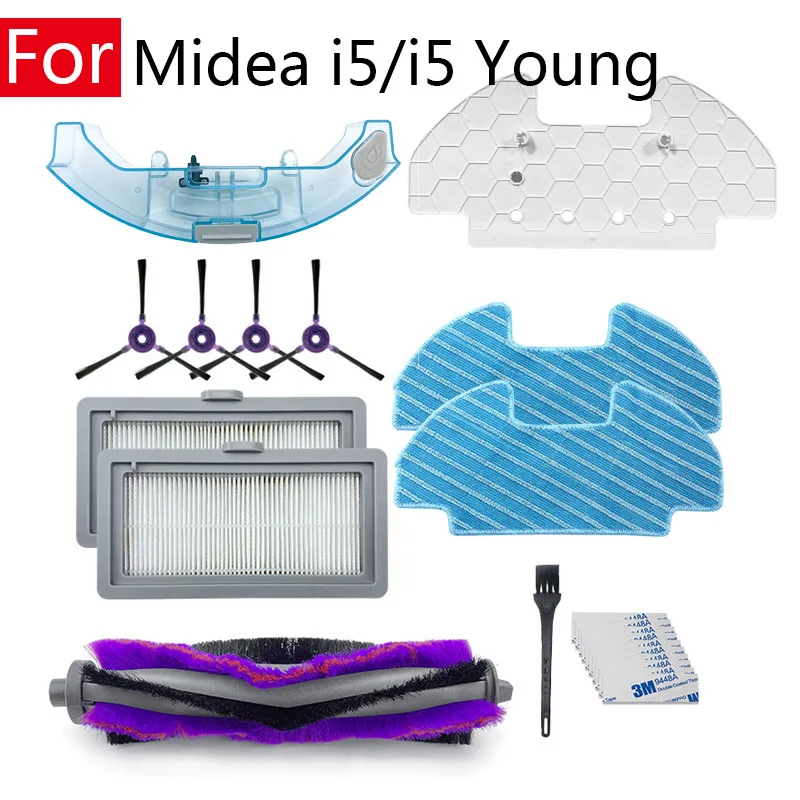 

For Midea i5 i5 Young i9 EYE Sweeping Vacuum Cleaner Attachment Home Roll Side Brush Hepa Filter Rag Hang Frame Water Tank Parts