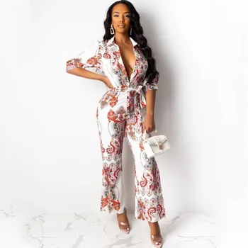 

New Style Classic African Jumpsuits For Women Ropa Bazin Dashiki 3/4 Sleeve Jumpsuits Party Club Formal Africa Clothing