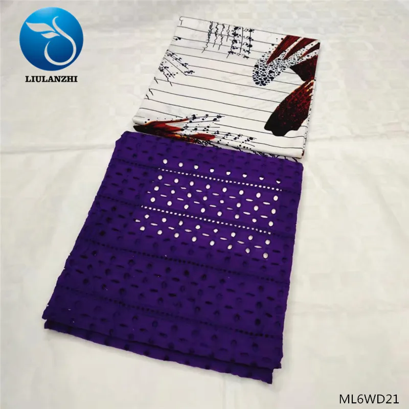 ML6WD21 LIULANZHI Ankara Wax Prints 3 yards High Quality and 2yards French Cotton Dry Lace Lace Set ML6WD - Цвет: ML6WD21