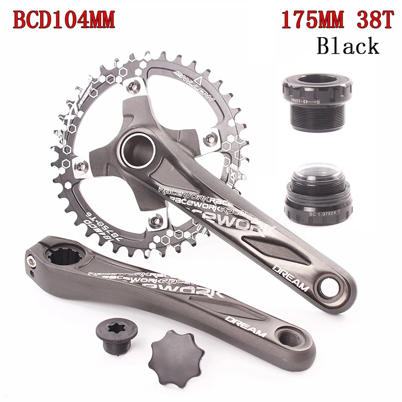 Шатунный палец для 104BCD 175 мм 32T 34T 36 т 38 40 т 42 44 t-образная плита MTB велосипед диаметра окружности болтов(Алюминий сплава нижний шатун со звездочками для велосипеда рукоятка MTB