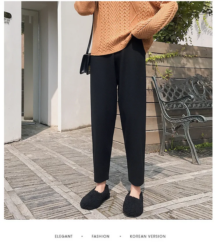 Новинка 2019 осень зима женские штаны Вязанные шерстяные с высокой талией