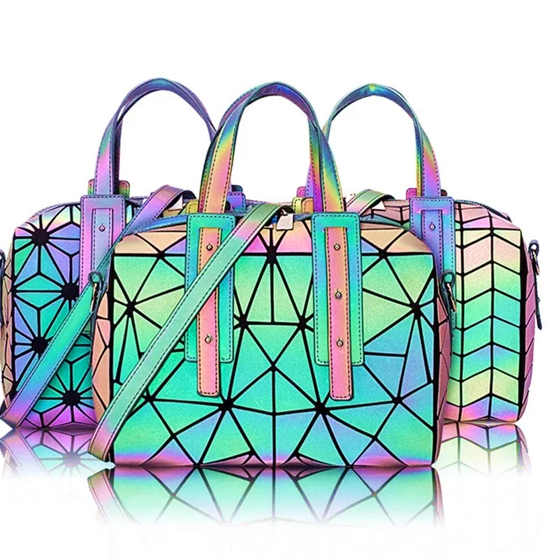 

Designer Hign Quality Women's Luminous Boston Bag Geometric Diamond lattice glowing Crossbody bag for ladies office shoulder Bag
