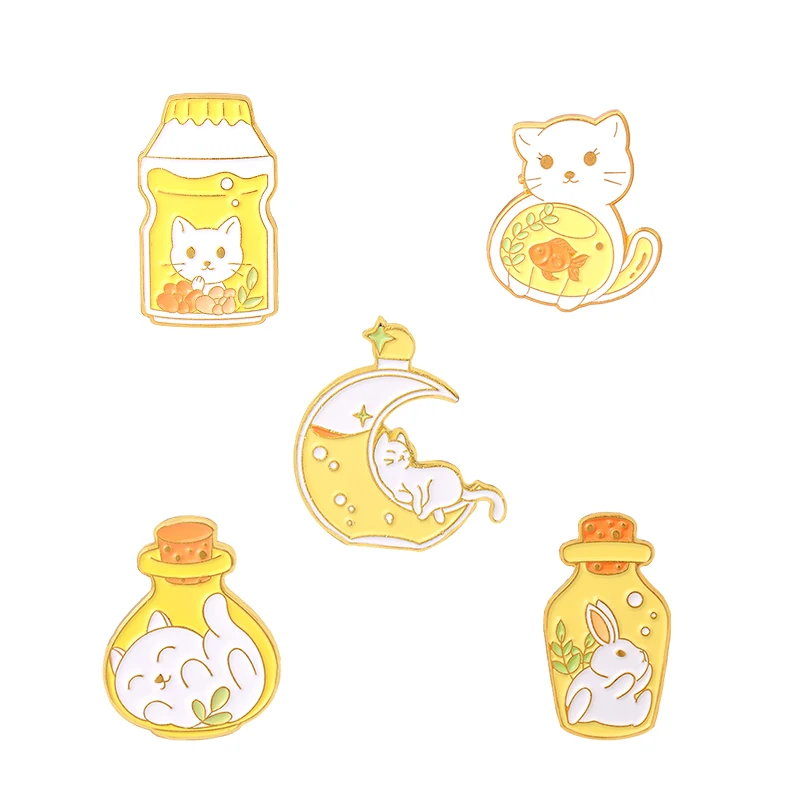 Miss Zoe 4~14pcs/set Cartoon enamel pins set Fairy tale Brooches Denim coat backpack Lapel Pin Badge Cute Animal Jewelry Gift