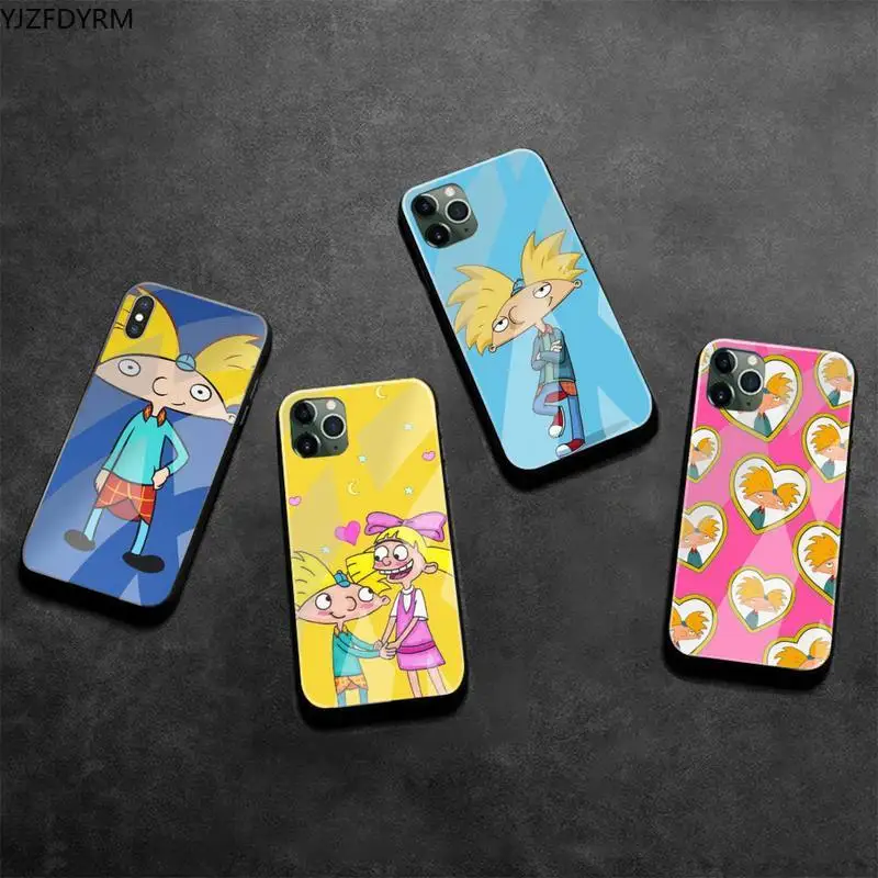 YJZFDYRM мультяшный чехол для телефона Hey Arnold Helga love закаленное стекло iPhone 11 Pro XR XS MAX 8X7
