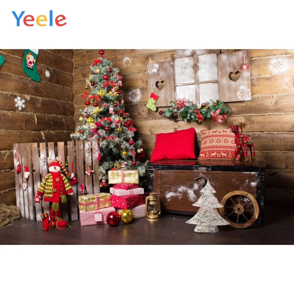 

Christmas Backdrop Wood House Gift Toy Doll Window Interior Background Photography For Photo Studio Vinyl Photophone Photozone