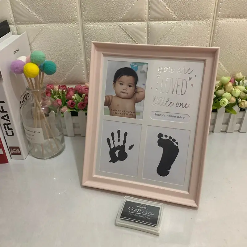 Photo-Frame Hand-And-Foot-Print-Ornaments Birthday-Gift Home-Decoration Baby 12-Months