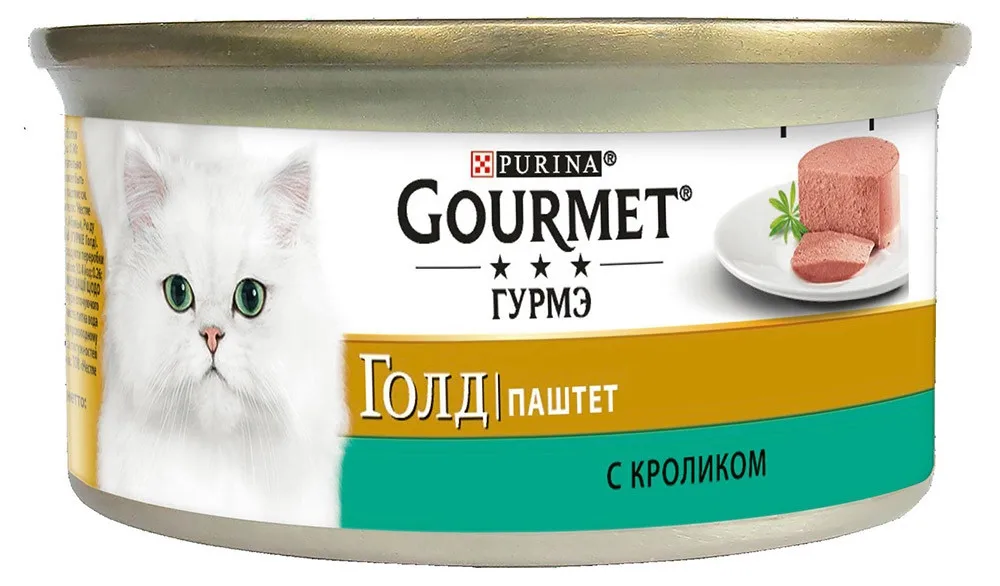 Корм влажный Gourmet Gold Паштет для кошек с кроликом, 85 г(24 шт