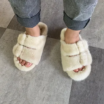 

European Station Fashion Fur Slippers Ladies Slippers 100% Mink Fur Slippers