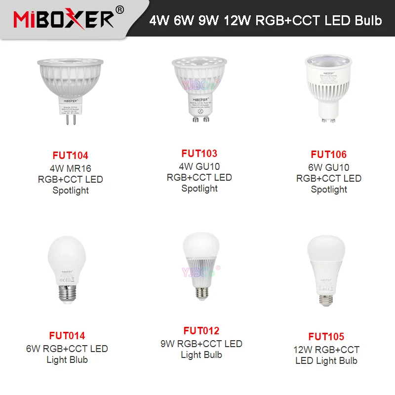 Miboxer 4 Вт 5 6 9 12 RGB CCT светодиодный светильник Blub E27 GU10 MR16 Точечный Smart Lamp