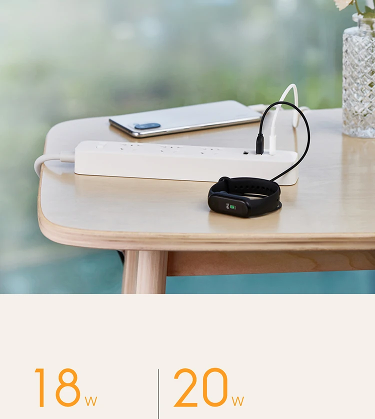 NEW Xiaomi Mi Mijia QC3.0 20W Fast Charging Power Strip 2A1C + 3 Sockets Standard Plug Interface Extension Lead 1.8m Удлинитель