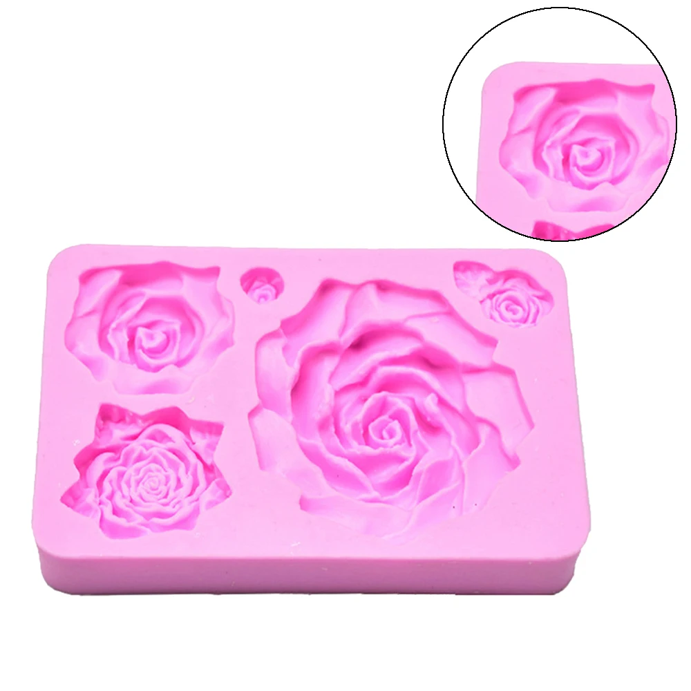 Роза с силиконовая форма в виде листьев Fondant(сахарная) форма для шоколадной мастики Кухня десерт украшение торта, выпечки инструмент