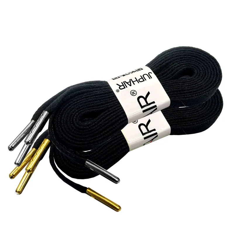05 Black 2 пары плоских хлопковых шнурки для кроссовок с металлическими наконечниками, брендовые высококачественные шнурки для Спортивных Походов, белые шнурки для обуви 80 см 120 см - Цвет: 05 Black