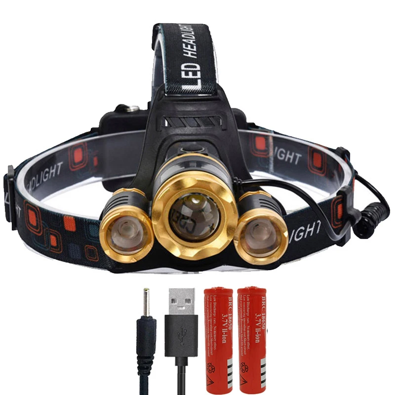 Красный Litwod Z20 Высокая мощность 5 светодиодный налобный фонарь 12000lm cree xml t6 светодиодный головной фонарь 18650 перезаряжаемый фонарик Фонарь - Испускаемый цвет: Красный