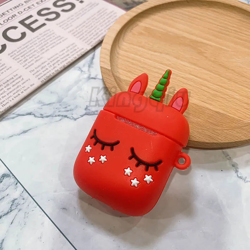 Redunicorn Забавный мультяшный чехол для Apple Airpods 3D защитный чехол милый Bluetooth чехол для наушников Модный мягкий силиконовый чехол s Чехол для гарнитуры - Цвет: Redunicorn