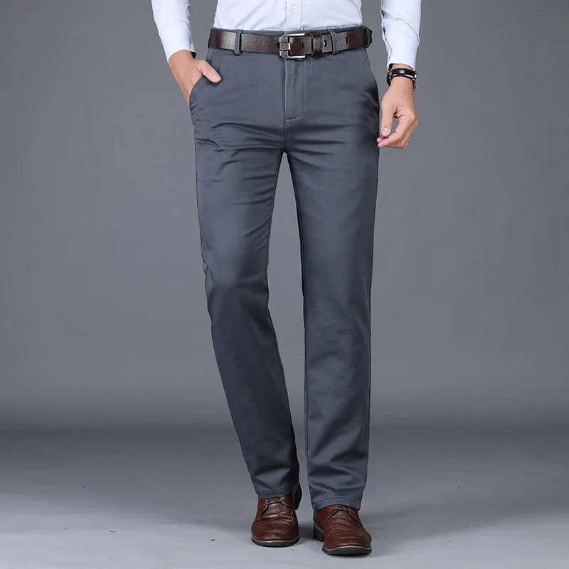 Мужские сезонные утолщенные эластичные повседневные брюки прямые свободные брюки