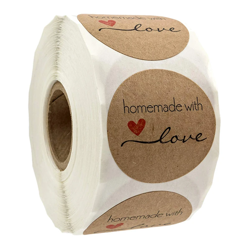 

1Inch Round Homemade with Love Stickers Seal Label 500 Labels for Gift Package Wedding Party Decor Stationery Handmade Sticker