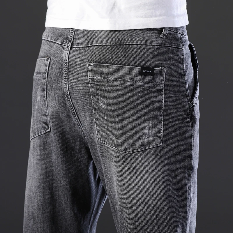 Promotion Man Spring Autumn casual fashion Streetwear Men's Elastic Belt Cotton denim Ankle Zipper Elastic Slim fit Jeans Men Clothing