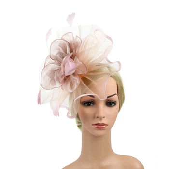 

Bowler Hair Clip Artificial Feather Headdress Flower Female Elegant Party Hat Fashion Wedding Women Accessories Fascinating