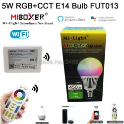 4x Mi. свет AC110V 220 В 2.4g беспроводное устройство E14 5 Вт RGB + CCT светодио дный лампы затемнения FUT013 + 4-зоны Touch Remote + WiFi iBox1 лампа