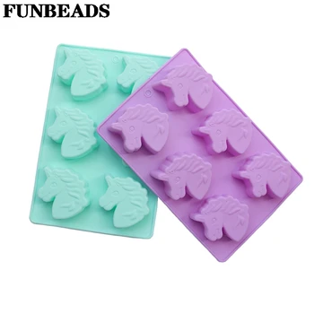 

6 Unicorn Horse Shape Silicone Chocolate Cake Mold Child Birthday DIY Cake Decoration Molds Reposteria Mould CM043