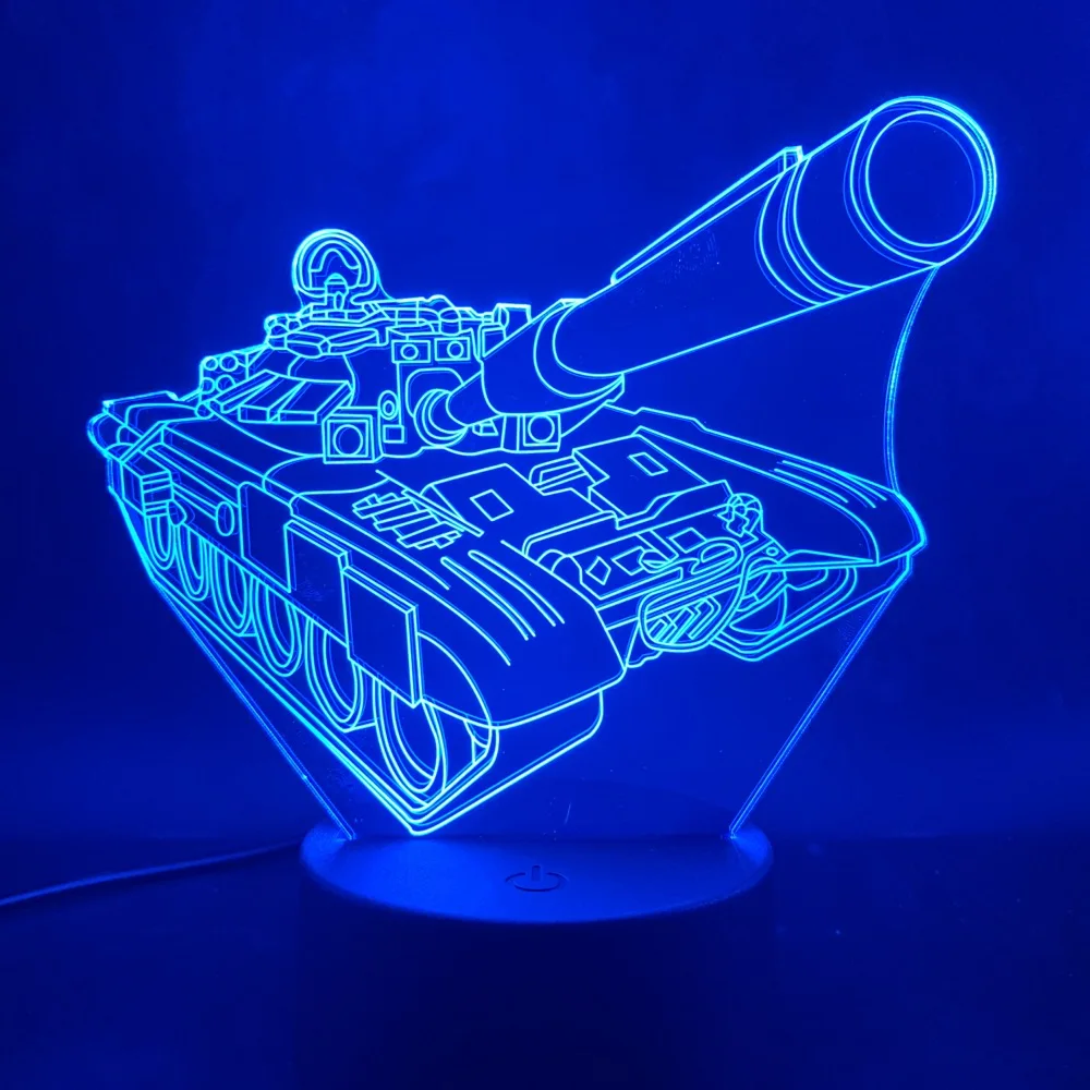3D лампа cool tanks хороший подарок для мальчиков на батарейках изменение цвета с пультом дистанционного управления для украшения комнаты СВЕТОДИОДНЫЙ Ночник светильник