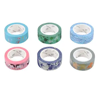 

6pcs Fresh Colors Washi Masking Tapes DIY Stickers Decorative Sticky Paper Tapes for Scrapbook Diary