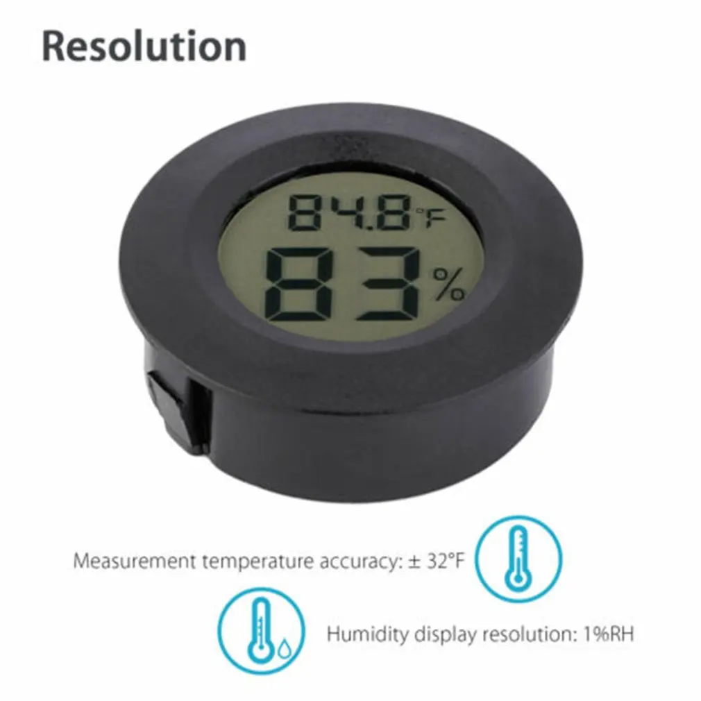 Round Electronic Temperature And Humidity Meter Reptile Electronic