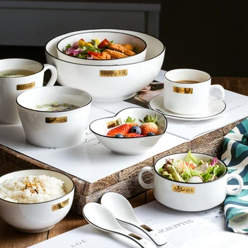 

Small Bowl Creative Japanese Tableware Eating Individual Student Ins Nordic Simple Cool Household Large Soup Bowl Noodle Bowl