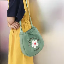 INS/Холщовая Сумка-мешок женская новая стильная модная универсальная сумка в Корейском стиле с милым цветком для девочек