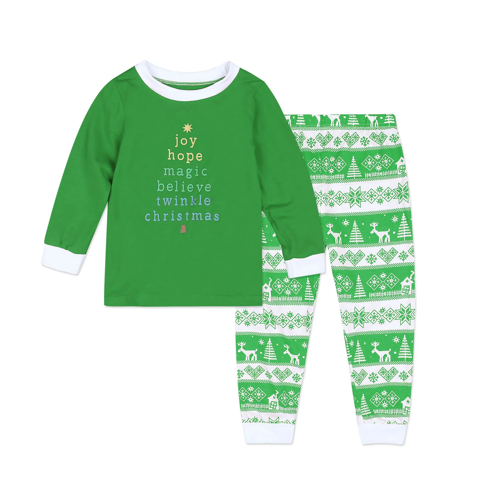 PatPat/осенне-зимний Повседневный хлопковый комплект для родителей и детей из 2 предметов с принтом в виде букв и рождественским узором; одинаковые пижамы для всей семьи