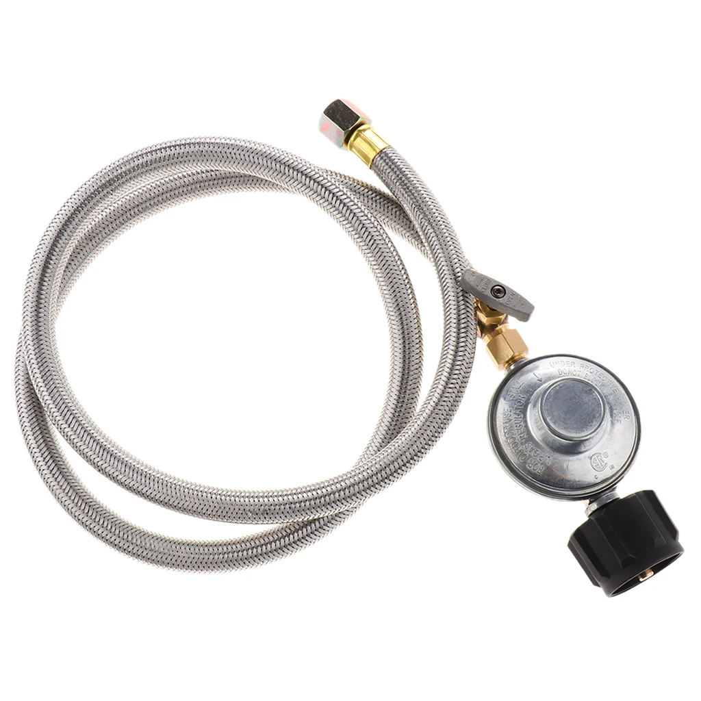 4FT Adjustable Propane Regulator with Hose Gas Grill Regulator Hose and Pipe for QCC1 Tank