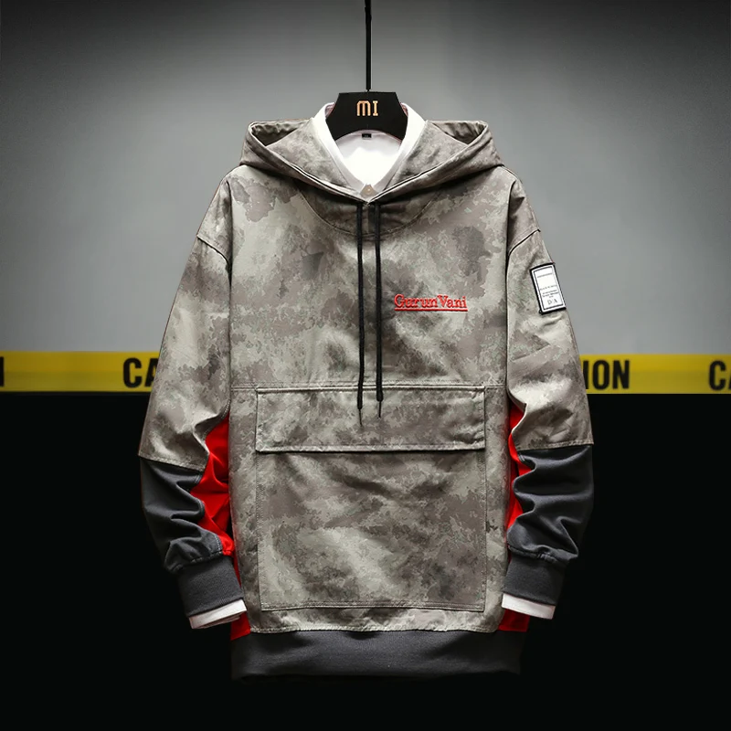 

New Spring And Autumn Jacket Men Student Korean Version Tops Tooling Hooded Jacket Loose Large Size Travel Jacket Streetwear