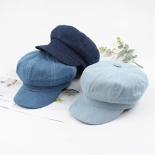 Зимние шапки для мужчин и женщин унисекс винтажные шляпки кепка газетчика остроконечный восьмиугольный берет для мальчика Кепка джинсовая плоская военная шляпа Головной убор