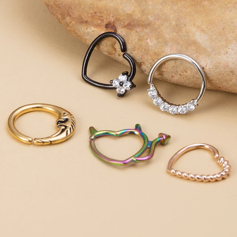 1PC Copper Nose Ring Real Piercing Septum Hoop Earrings Ear Cartilage Tragus Helix Daith Nostril Lip Piercing Jewelry for Women