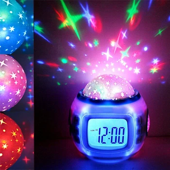 

LED Digital Alarm Clock Snooze Starry Star Glowing Alarm Clock For Children Baby Room Calendar Thermometer Night Light Projector