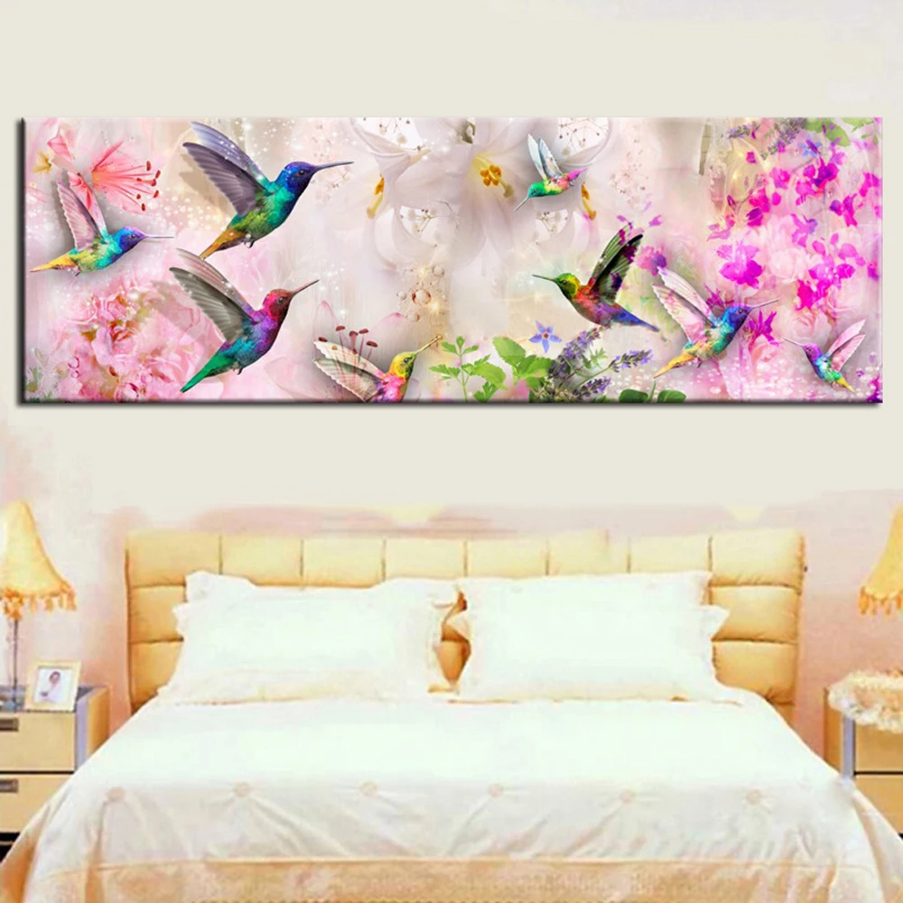 Large-size-5D-Diy-Diamond-Painting-Cross-Stitch-full-round-Square-Diamond-Embroidery-Hummingbird-and-flower