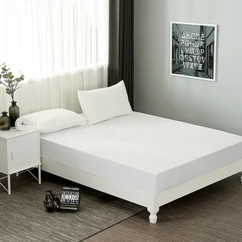 

1Pc Bedspread Solid Comfortable Cotton Bed Cover Waterproof Non Slip Fitted Sheet For Bed Protect Mattress Cover For Home/hotels