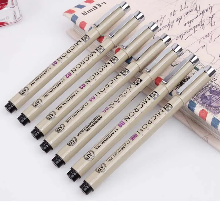 Comics pen needle hook line pen drawing pen design 0.2mm 0.25mm 0.3mm 0.35mm 0.4mm 0.45mm 0.5mm 7pcs set free shipping 3 pcs lot hero fiber technical needle pen set architectural design drawing fountain pen repeated filling ink art painting supply