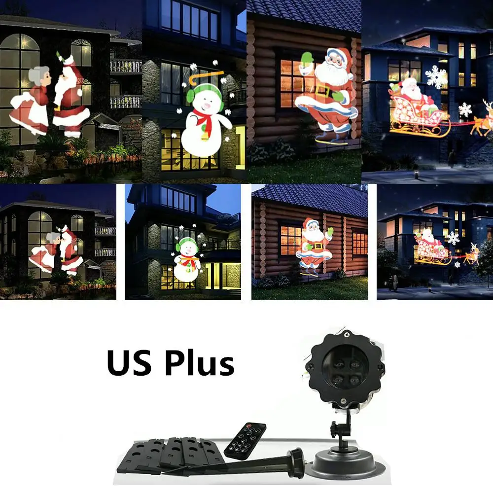 US Plug MeterMall, Рождественская серия, светодиодный светильник-проектор с 6 картами, для помещений, улицы, садовый светильник, декоративный светильник s - Испускаемый цвет: US Plug