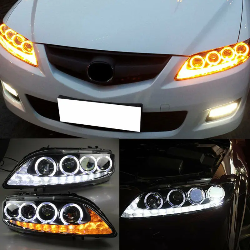 Для Mazda 6 2003 2004 2005 2006 2007 2008 HID фары в сборе с двойным ксеноновым светодиодный DRL