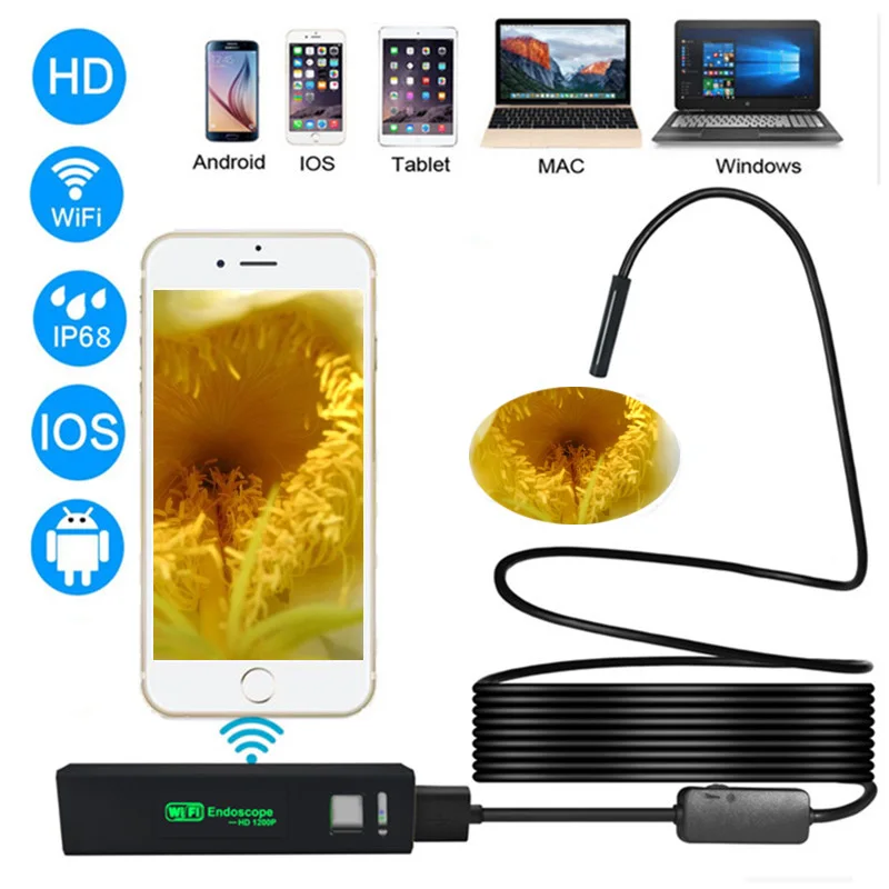 Skup Fuers 8mm 1200P HD WiFi kamera inspekcyjna IP68 wodoodporna endoskop usb boroskop wsparcie android ios Iphone Windows Mac systemy