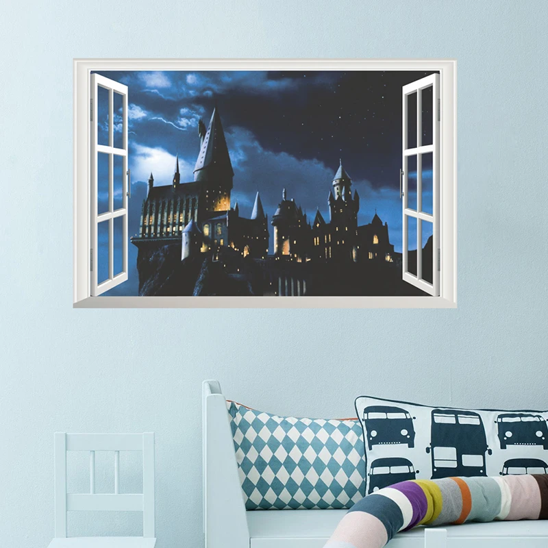 3D яркие волшебные наклейки на окна Гарри Поттера для детской комнаты домашний декор Волшебная Хогвартс Настенная роспись для школы художественное украшение стены