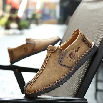 

New hot-selling fashion casual men's leather shoes, luxury hand-sewn flat shoes, men's driving shoes 38-48