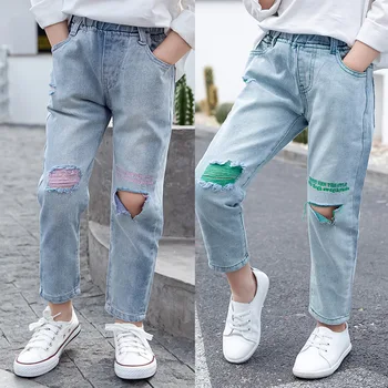 

Girls Pants 2020 Summer Teenage Girls Jeans for Girls Pencil Pants 6 8 10 12 Year Student Children Casual Jeans Kids Trousers