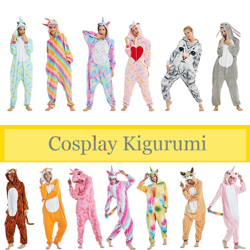 Boys Girls Pajamas Sets Kigurumi Unicorn Pajamas For Women Men Onesie Adults Animal Panda Stitch Sleepwear Cosplay Pyjamas Kids