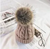 Sparsil, унисекс, зимние вязаные помпоны, шапки с помпоном, шапка для мужчин и женщин, эластичная, с манжетами, вязаная крючком, снимающаяся шляпа, Hairball Skullies - Цвет: 7Tender pink