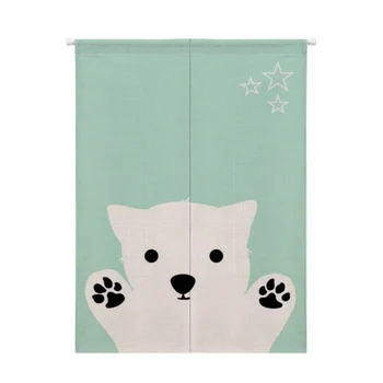 

Cartoon Animal Printed Cotton And Linen Japanese Style Doorway Curtain Hanging Tapestry For Home Decoration