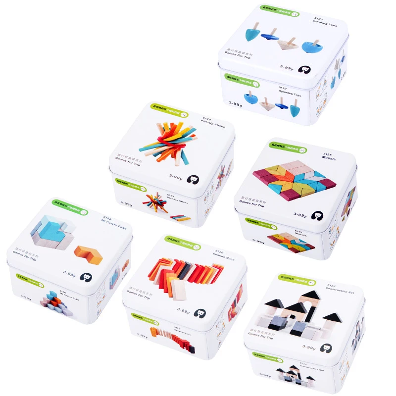 

Children 3D Puzzle Wooden Jigsaw Cube Puzzle Gyro Baby Early Learning Cognitive Toys Travel Iron Box for Boys and Girls 