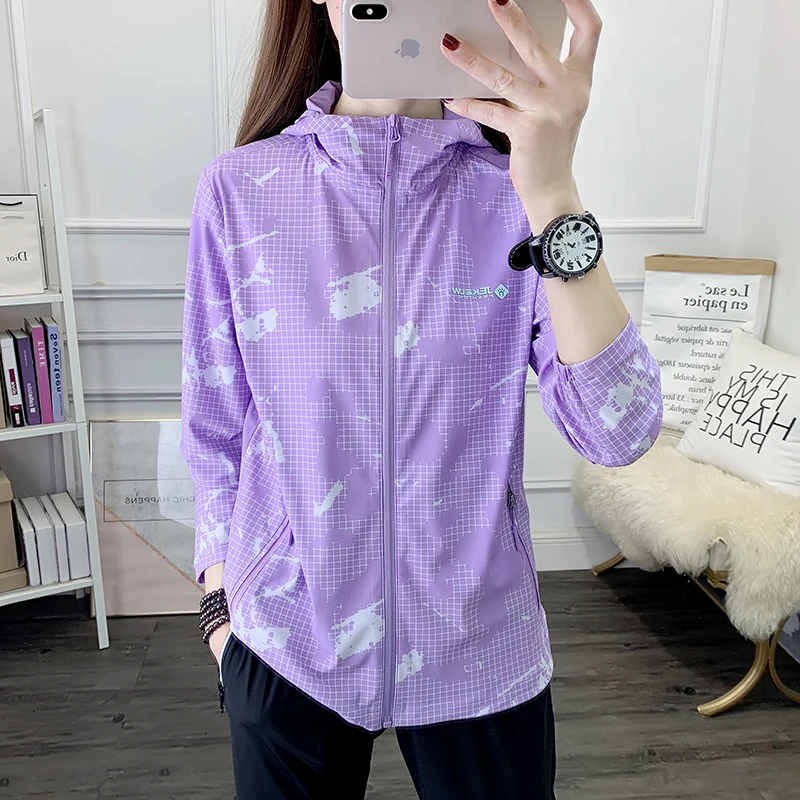 

Sun Protection Windbreaker Women Quick Dry Outdoor Hooded Jacket Waterproof Hiking Fishing Camping Clothes Softshell Thin Coat