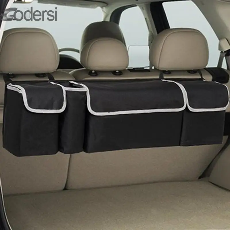 Black Car Back Seat Organizer Bag High Capacity Multifunctional Hanging Auto Car Trunk Organizer Storage Bag Car Accessories